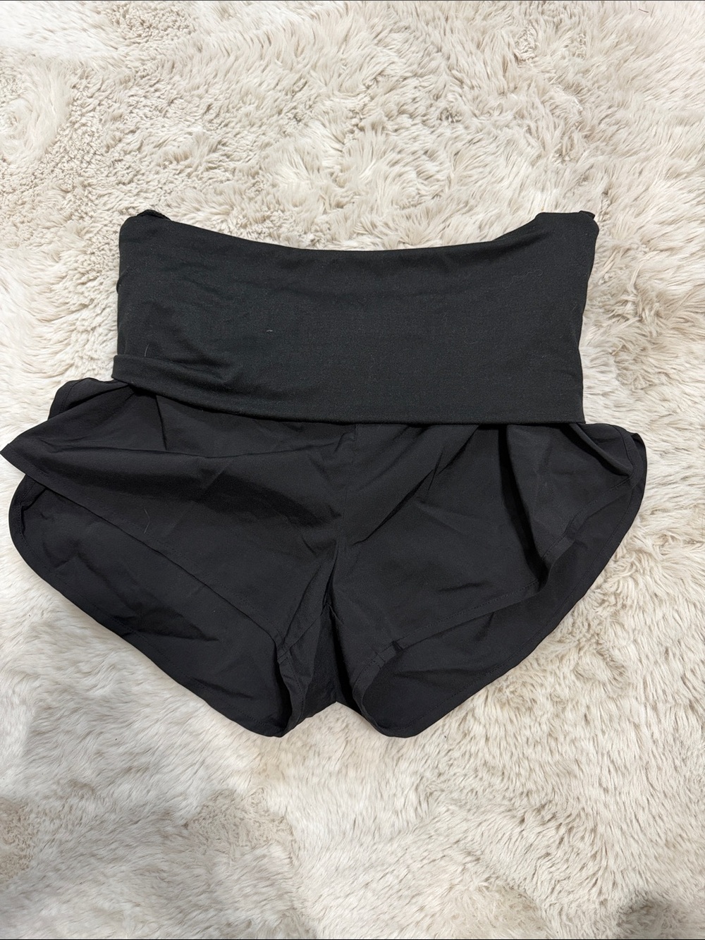 High-Waist Foldover Black Women's Shorts